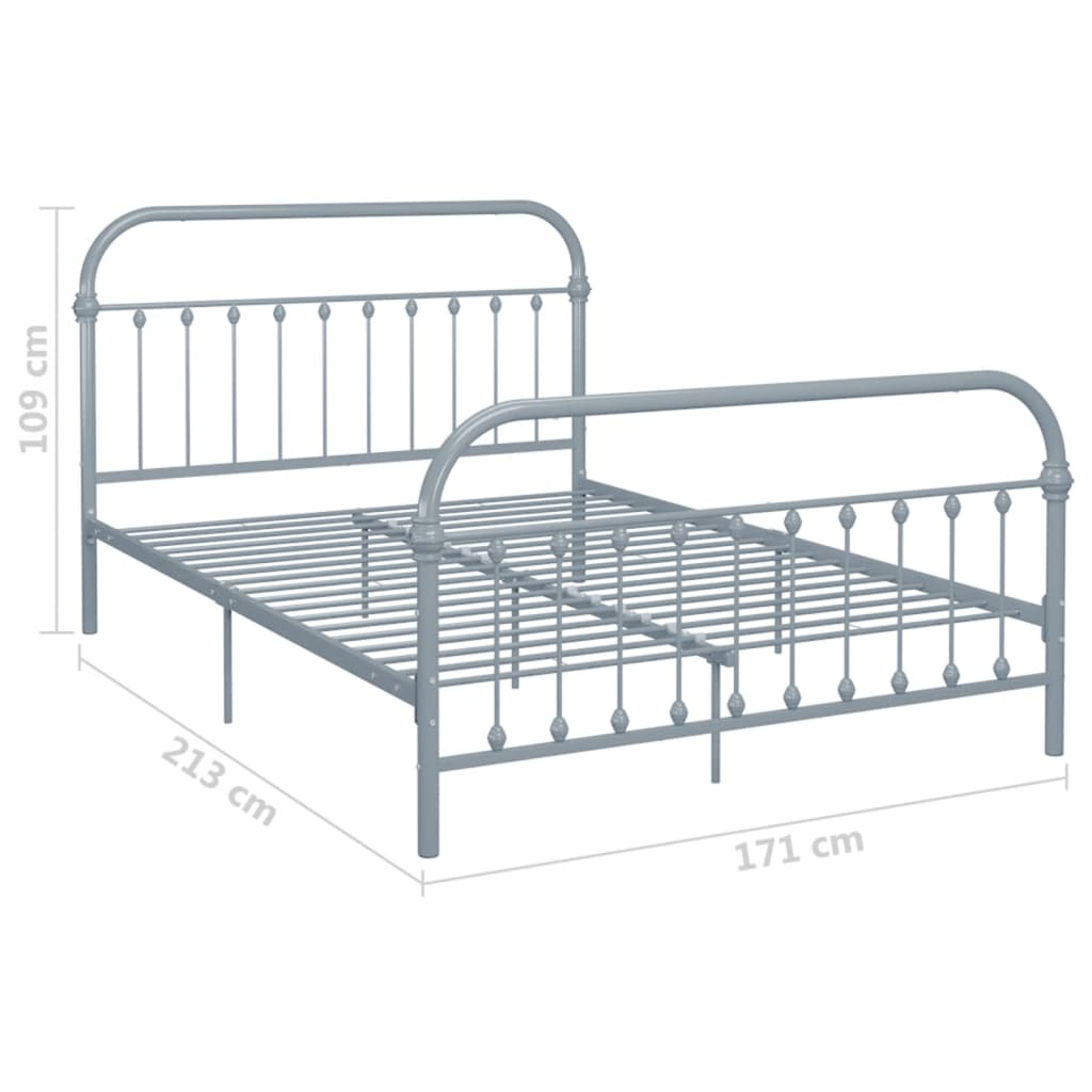 vidaXL Cadre de lit sans matelas gris métal 160x200 cm