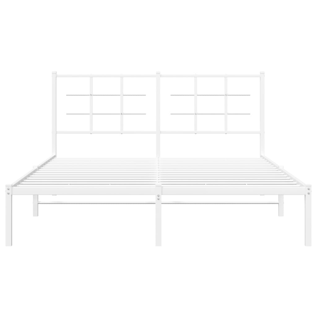 vidaXL Cadre de lit métal sans matelas et tête de lit blanc 160x200 cm