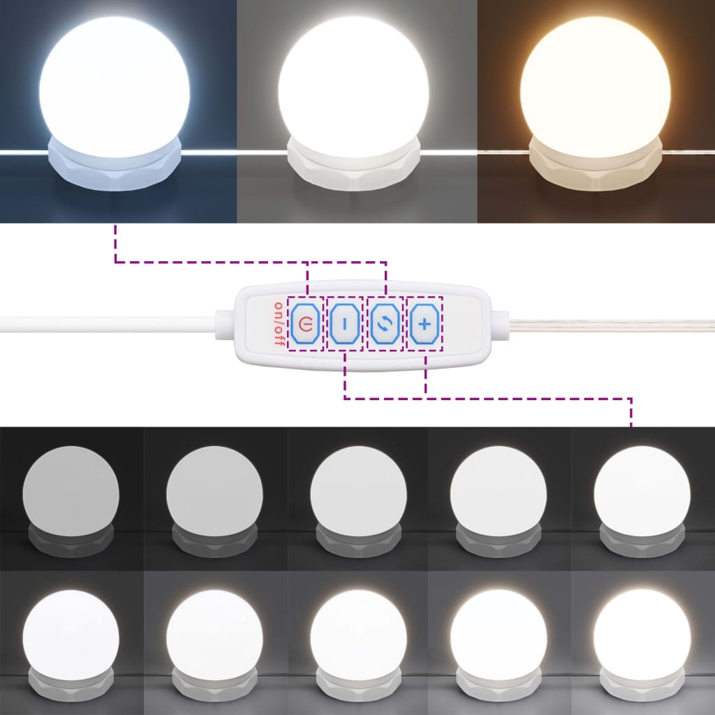 vidaXL Coiffeuse avec lumières LED blanc brillant 96x40x142 cm