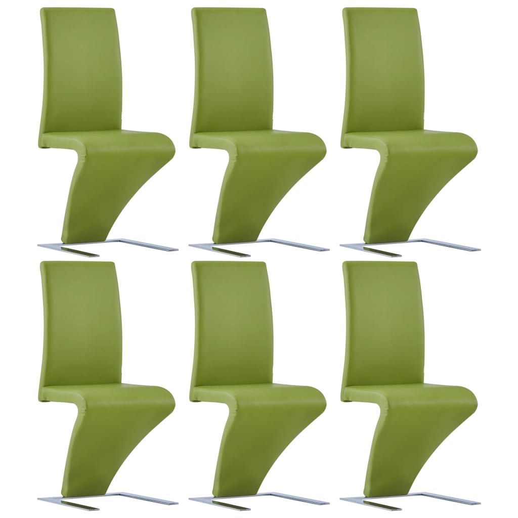 vidaXL Chaises à manger avec forme de zigzag lot de 6 vert similicuir