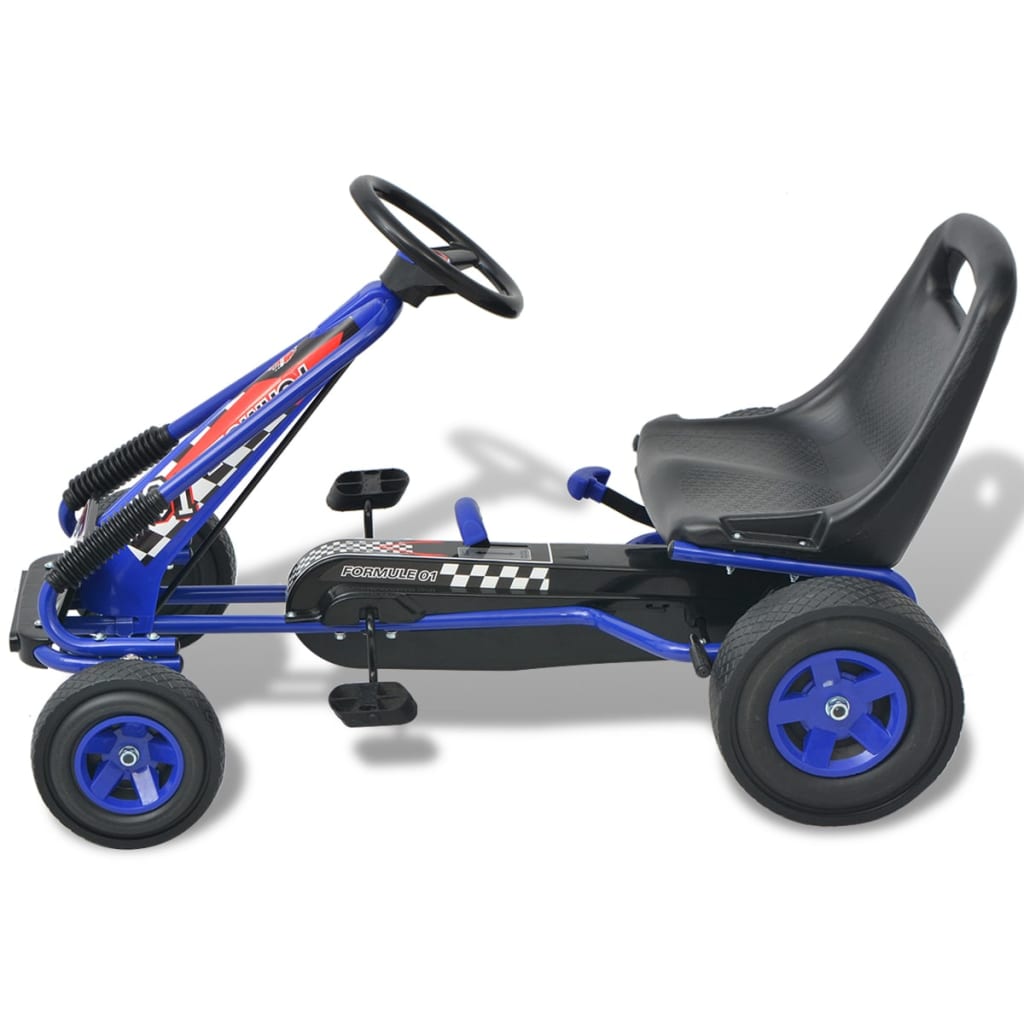 vidaXL Kart à pédale avec siège ajustable Bleu