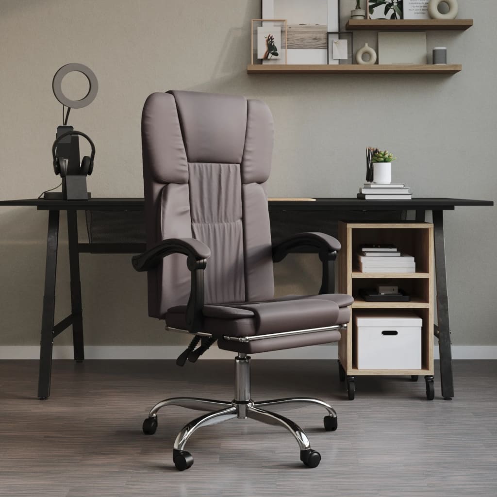 vidaXL Fauteuil inclinable de bureau Gris Similicuir