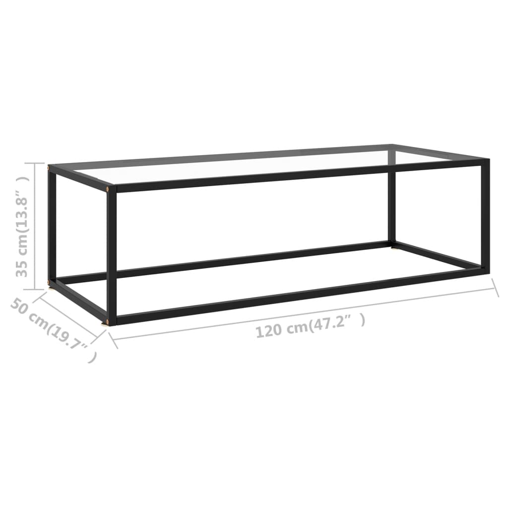 vidaXL Table basse Noir avec verre trempé 120x50x35 cm