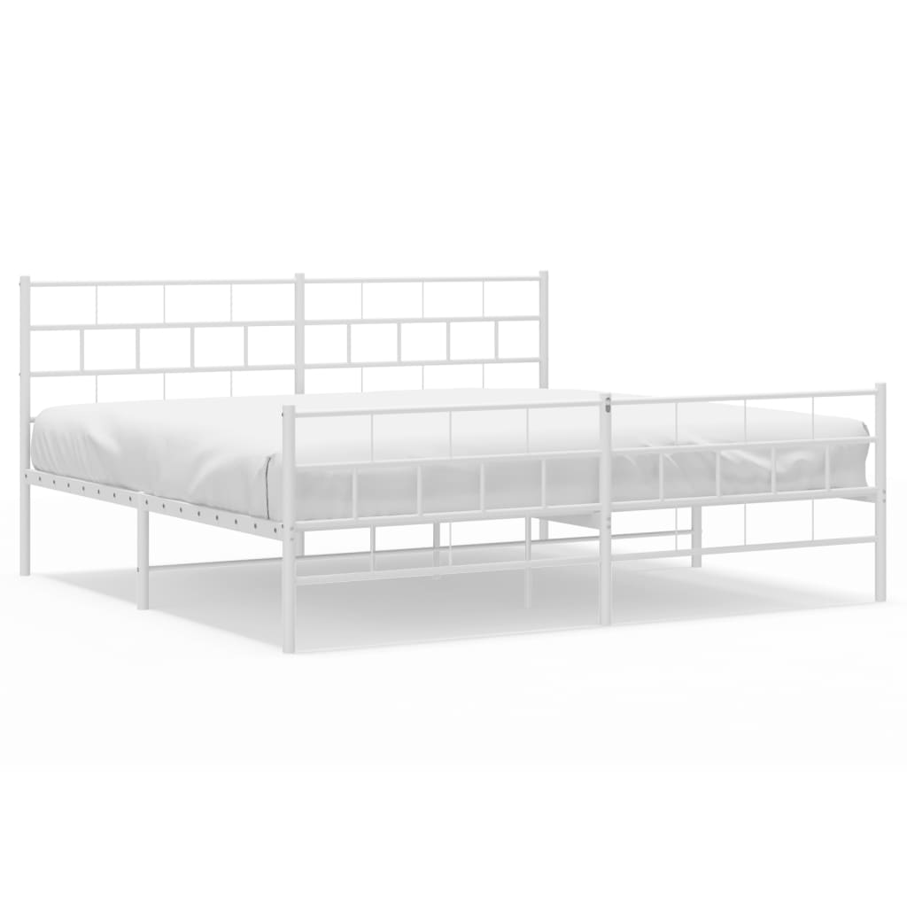 vidaXL Cadre de lit métal sans matelas et pied de lit blanc 193x203 cm