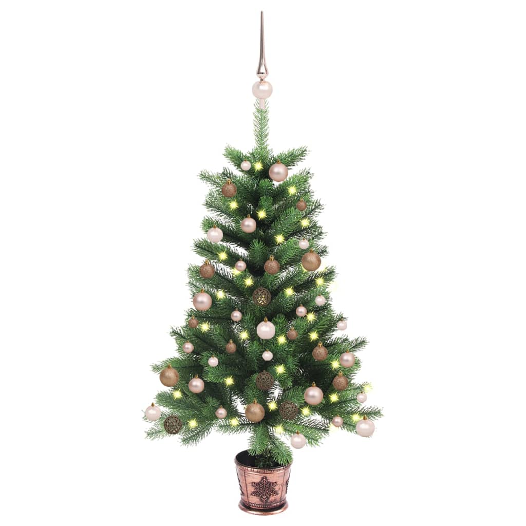 vidaXL Arbre de Noël artificiel pré-éclairé et boules 65 cm vert