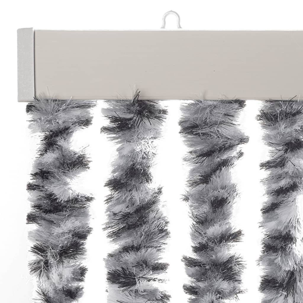 vidaXL Rideau anti-mouches gris et noir et blanc 56x200 cm chenille