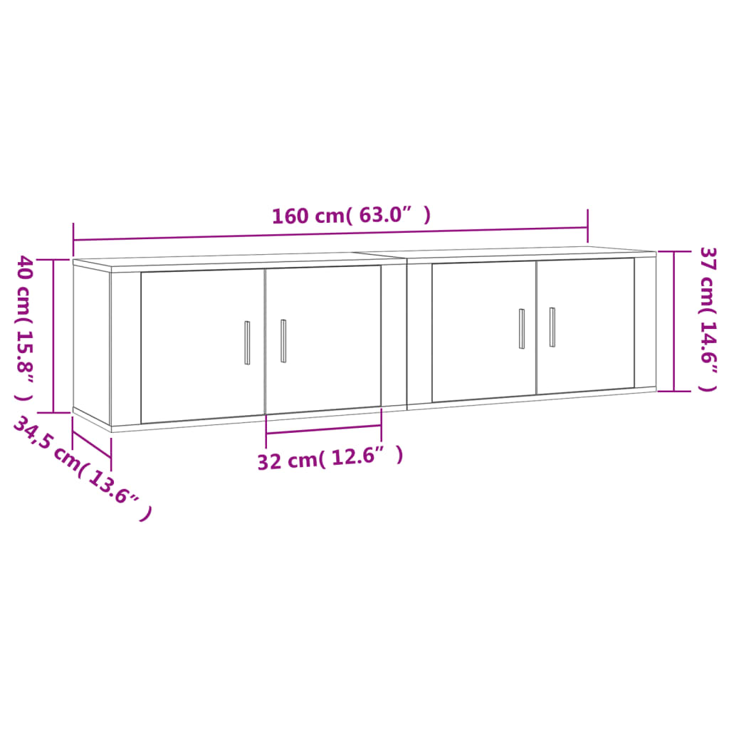 vidaXL Meubles TV muraux 2 pcs chêne marron 80x34,5x40 cm