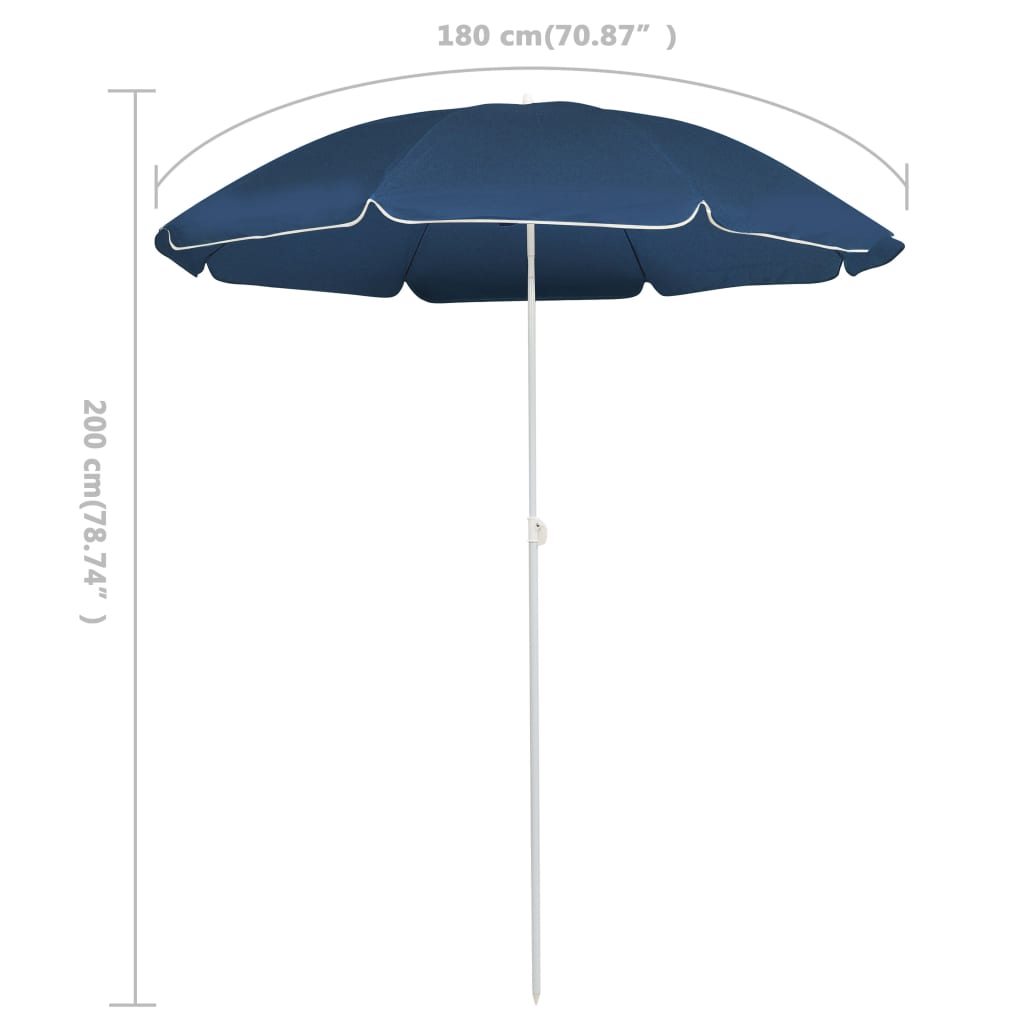 vidaXL Parasol d'extérieur avec mât en acier Bleu 180 cm