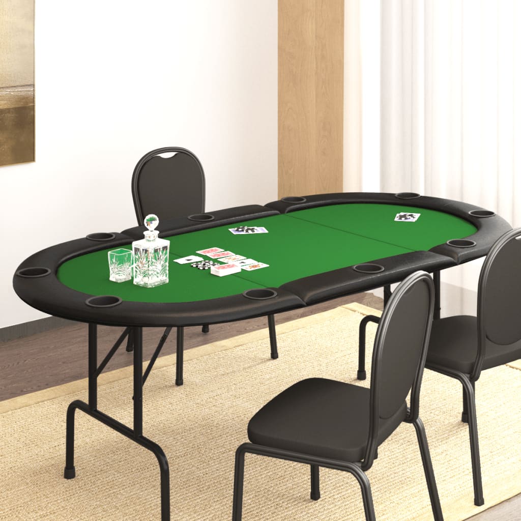 vidaXL Table de poker pliable 10 joueurs Vert 206x106x75 cm