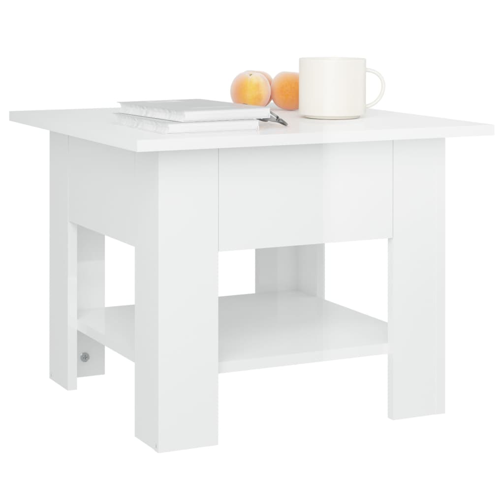 vidaXL Table basse blanc brillant 55x55x42 cm bois d'ingénierie