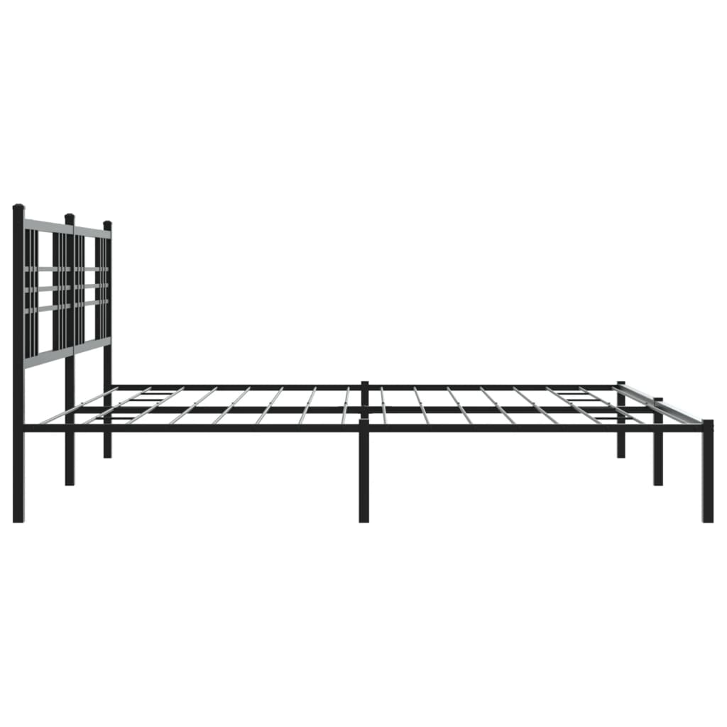 vidaXL Cadre de lit métal sans matelas avec tête de lit noir 193x203cm