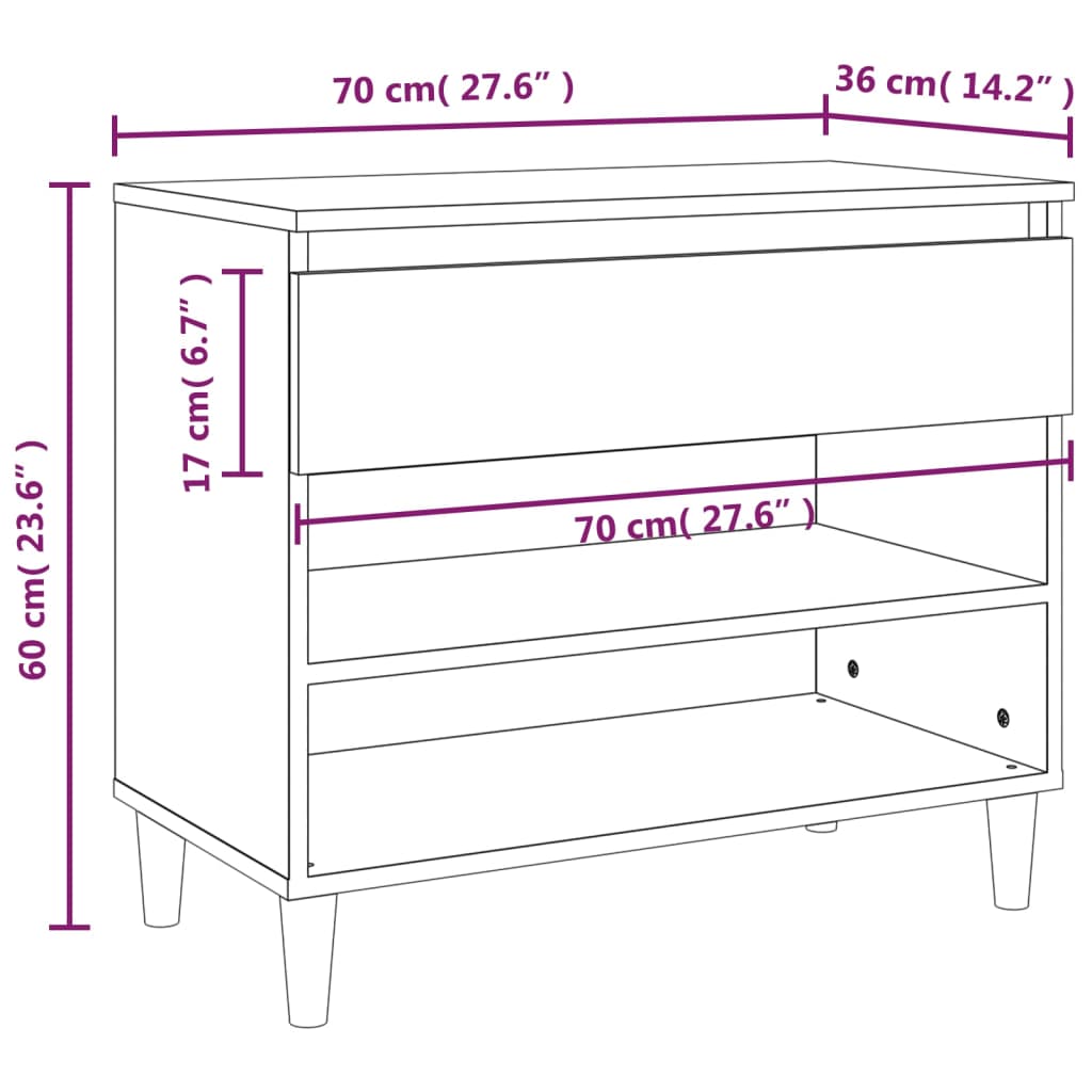 vidaXL Armoire à chaussure Blanc brillant 70x36x60 cm Bois ingénierie