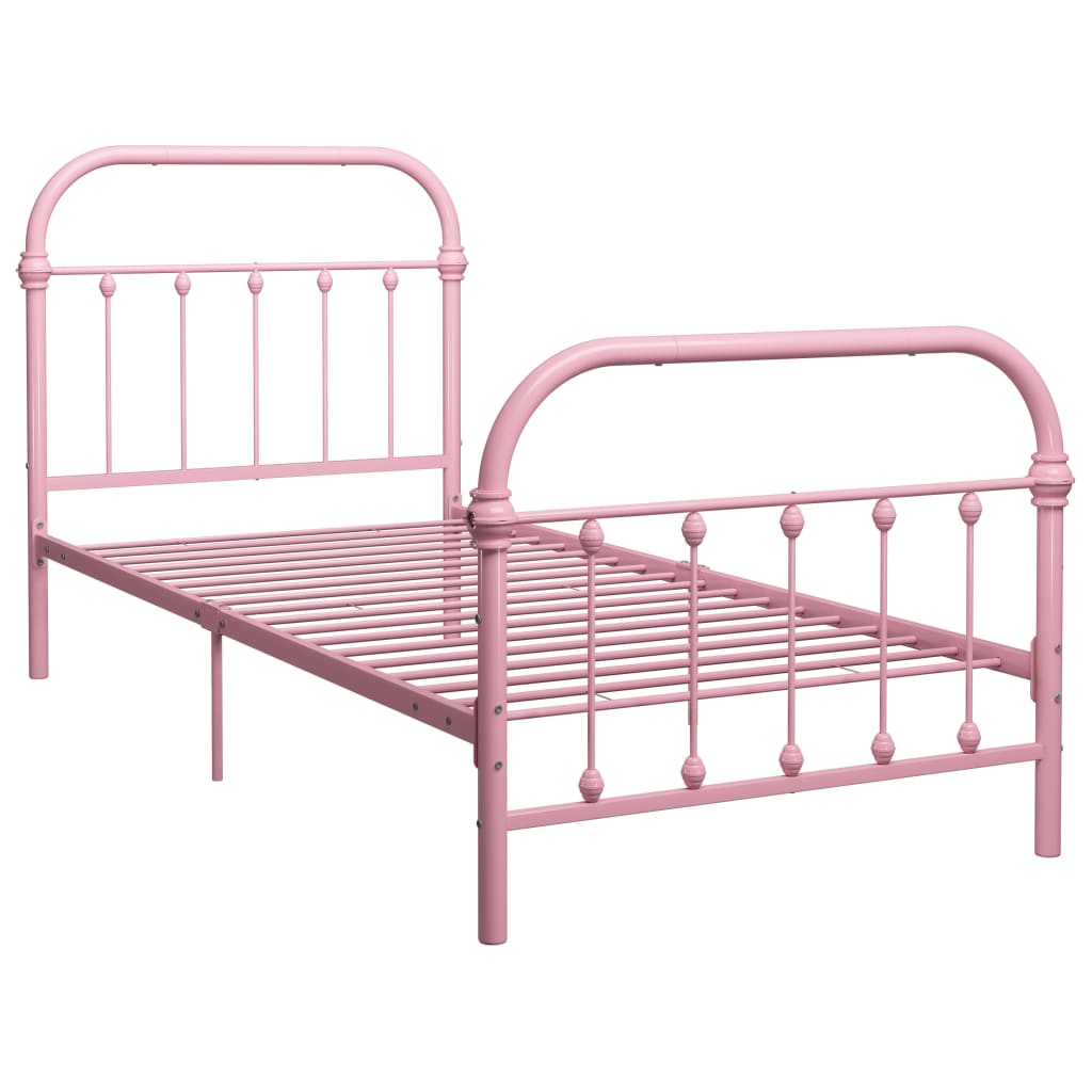 vidaXL Cadre de lit sans matelas rose métal 100x200 cm