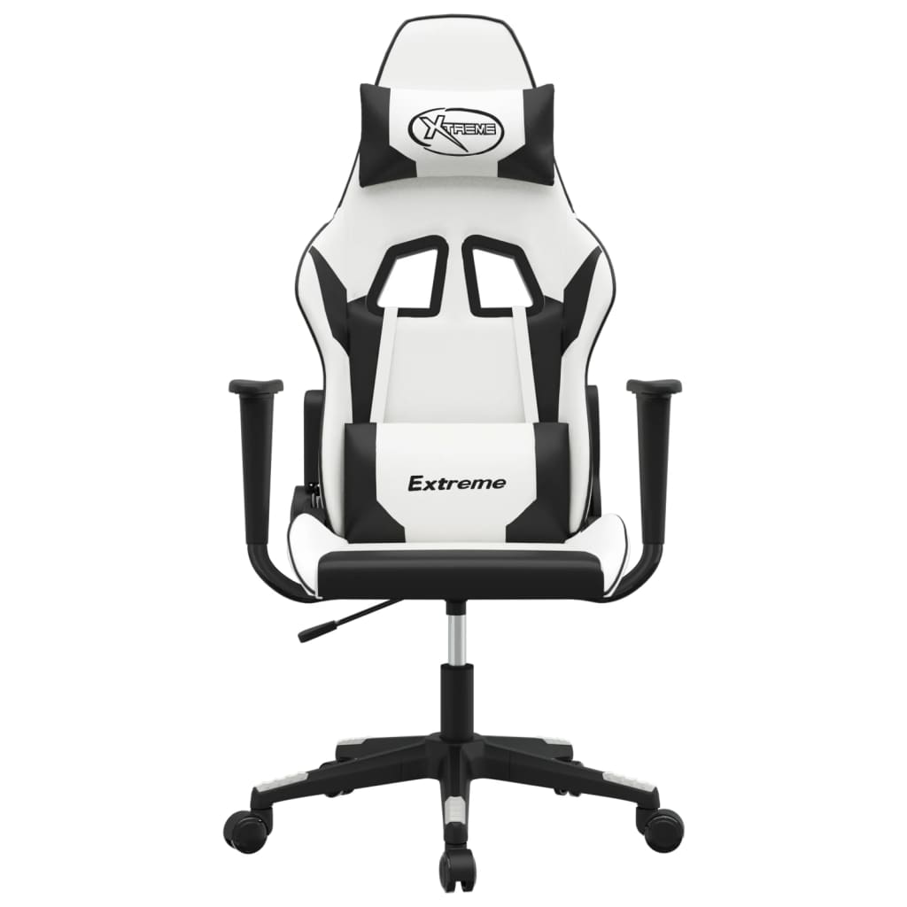 vidaXL Chaise de jeu Blanc et noir Similicuir