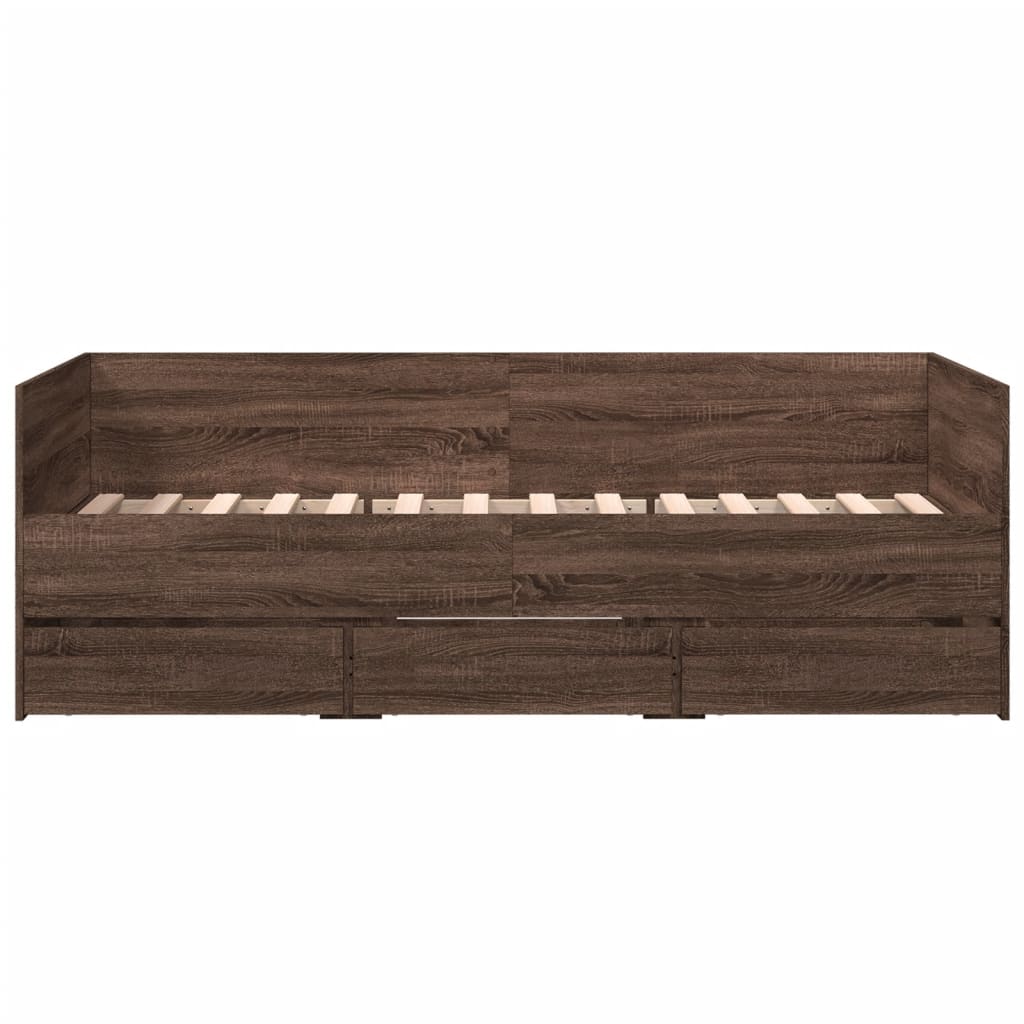 vidaXL Lit de jour avec tiroirs sans matelas chêne marron 90x190 cm