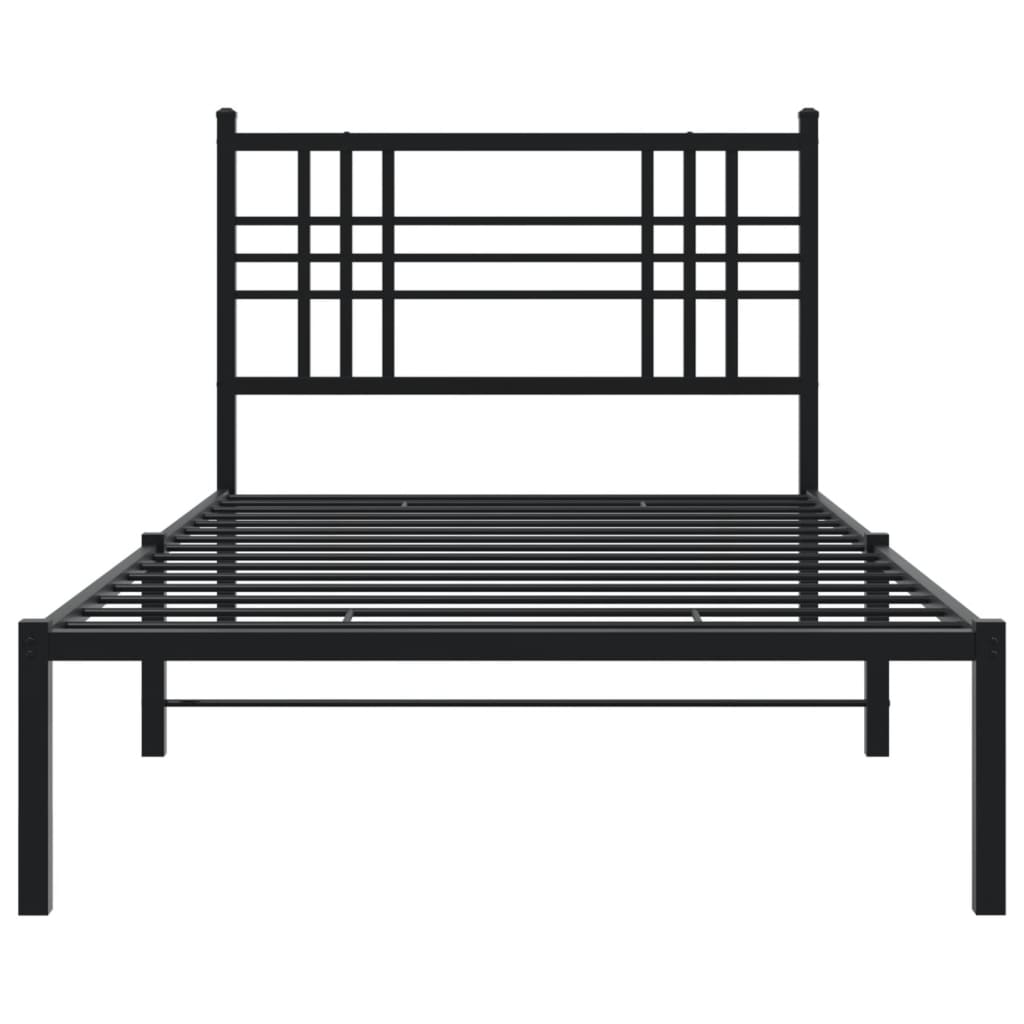 vidaXL Cadre de lit métal sans matelas avec tête de lit noir 100x200cm