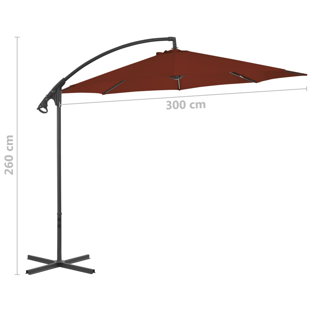 vidaXL Parasol de jardin en porte-à-faux avec mât en acier terre cuite