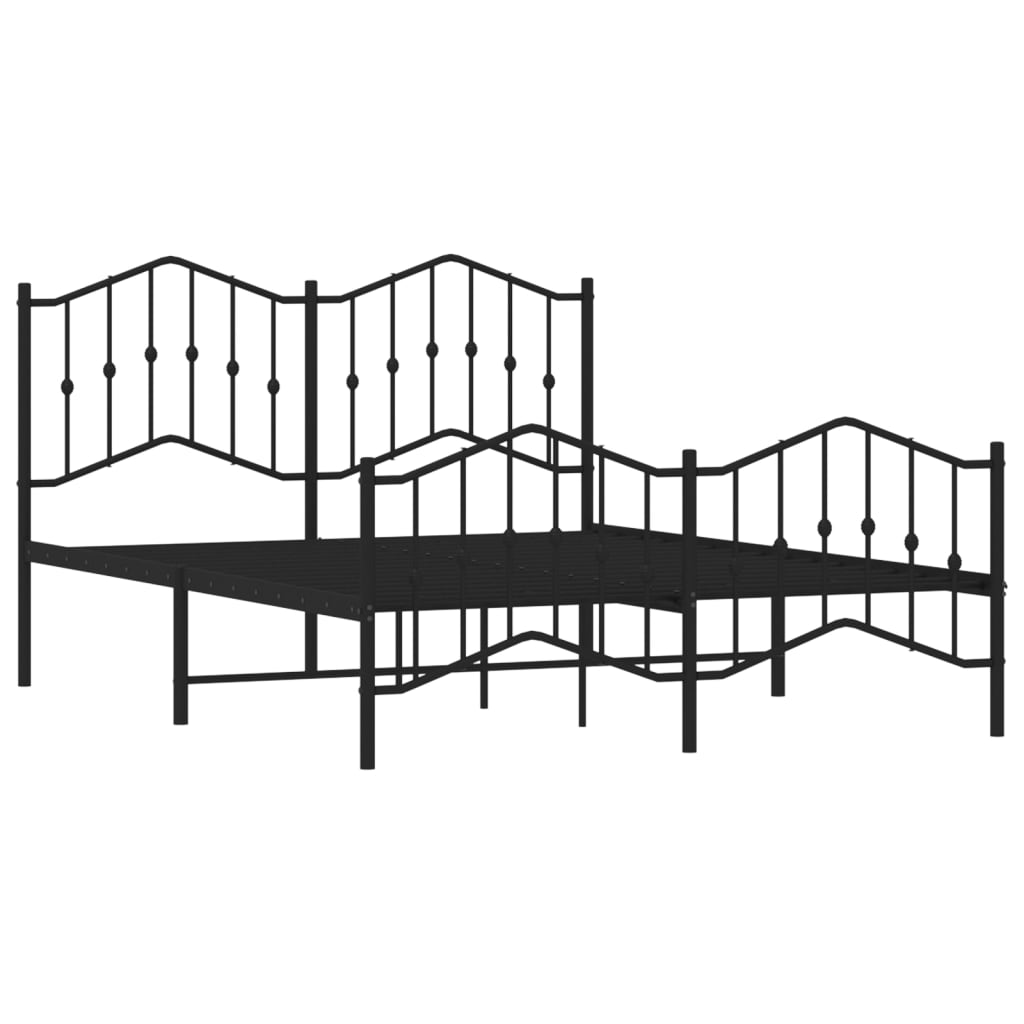 vidaXL Cadre de lit métal sans matelas avec pied de lit noir 150x200cm