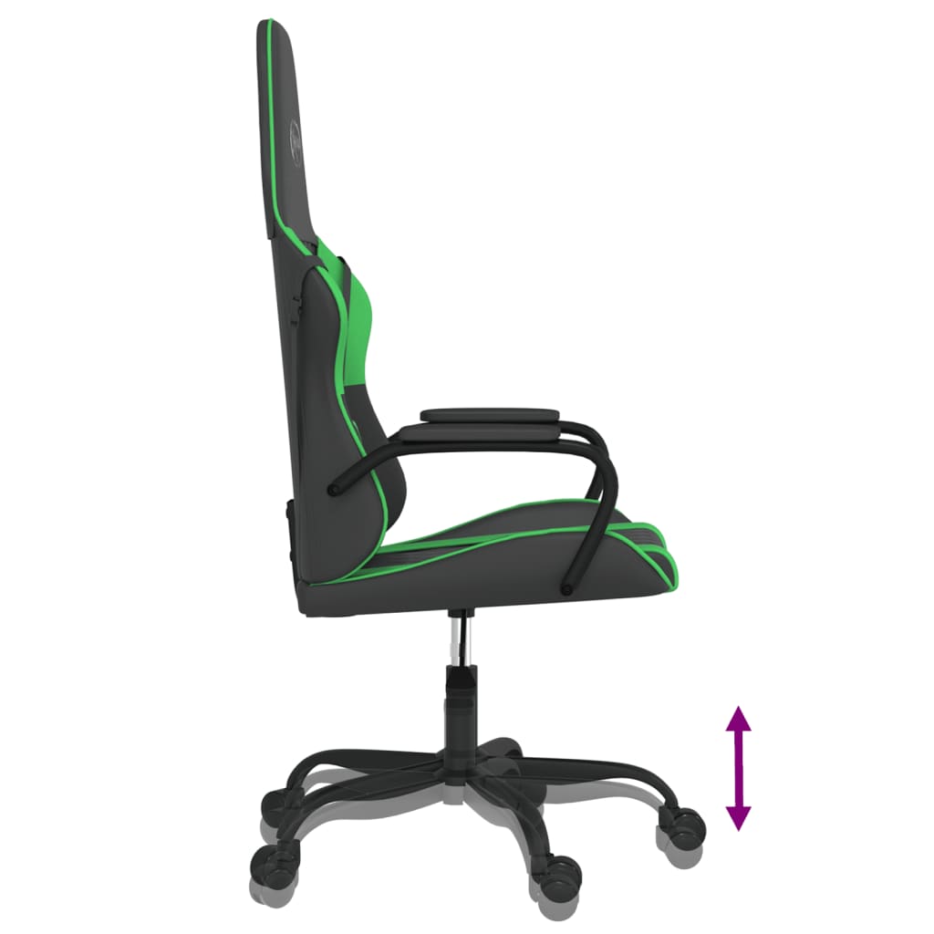 vidaXL Chaise de jeu de massage Noir et vert Similicuir