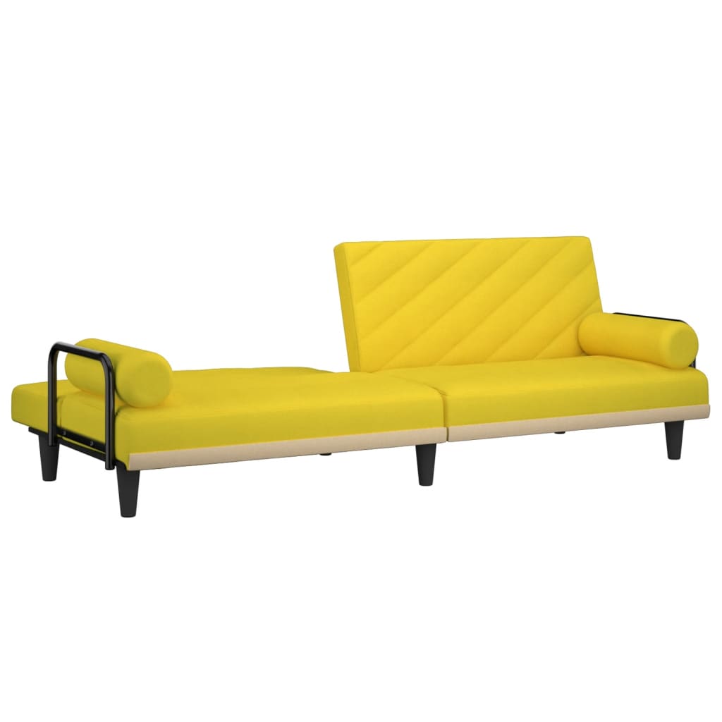vidaXL Canapé-lit avec accoudoirs jaune clair tissu