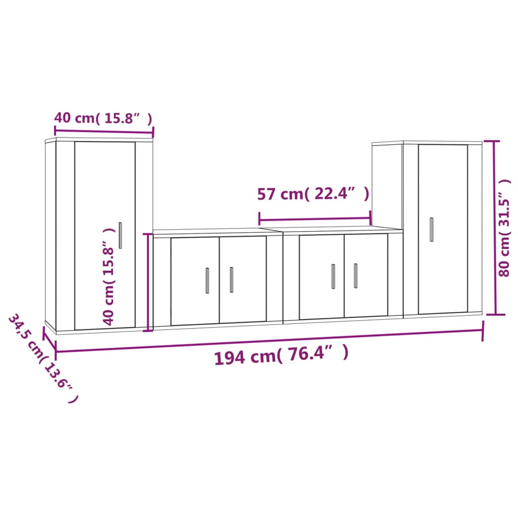 vidaXL Ensemble de meubles TV 4 pcs Blanc Bois d'ingénierie