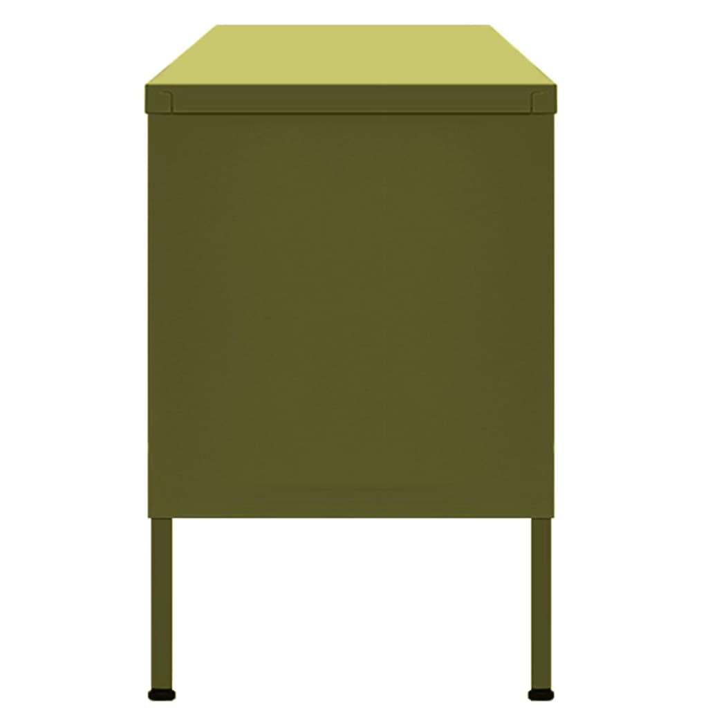 vidaXL Meuble TV Vert olive 105x35x50 cm Acier