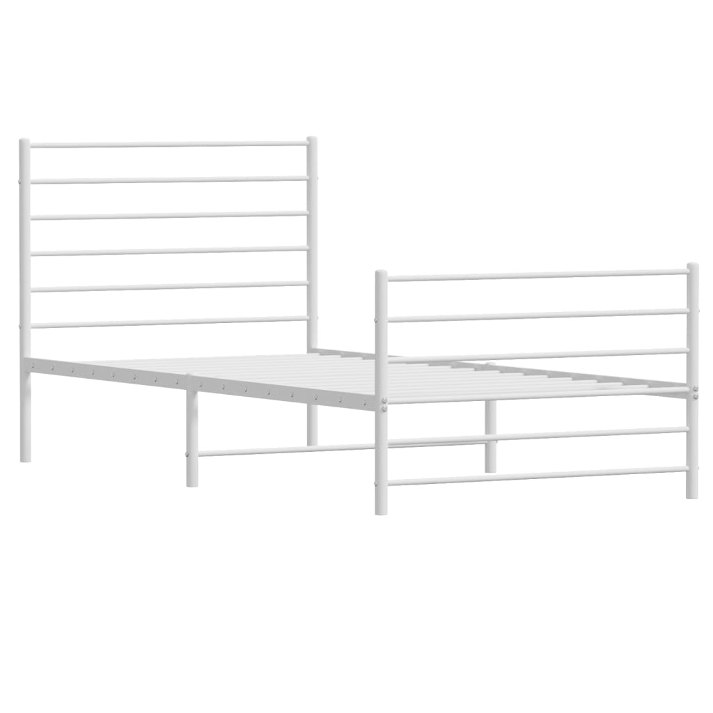 vidaXL Cadre de lit métal sans matelas avec pied de lit blanc 90x200cm