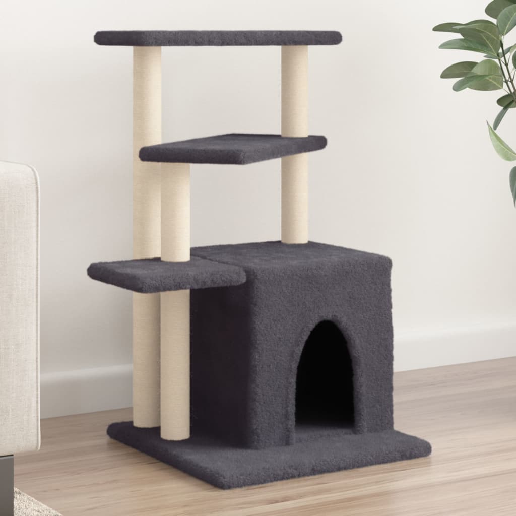 vidaXL Arbre à chat avec griffoirs en sisal gris foncé 83,5 cm