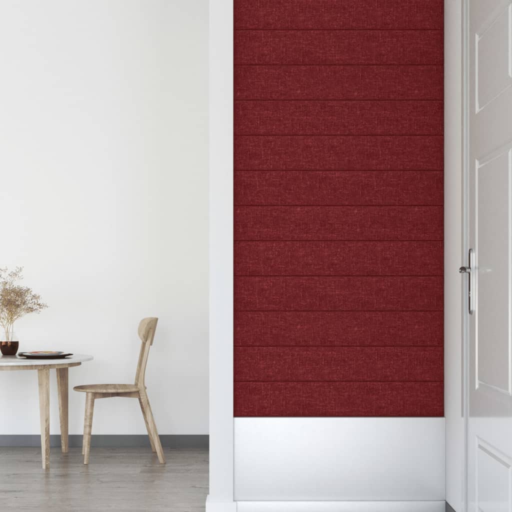 vidaXL Panneaux muraux 12 pcs Rouge bordeaux 90x15 cm Tissu 1,62 m²