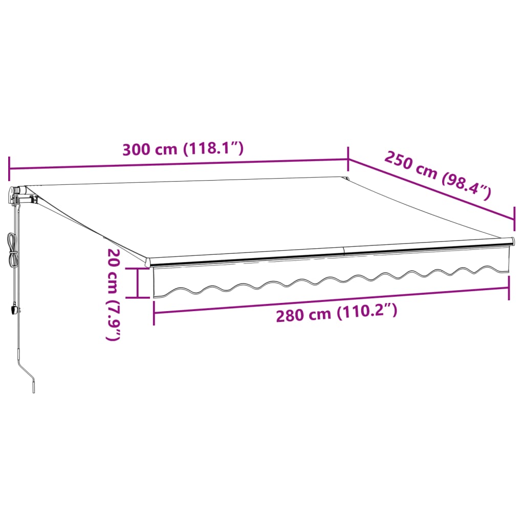 vidaXL Auvent rétractable automatique marron 300x250 cm