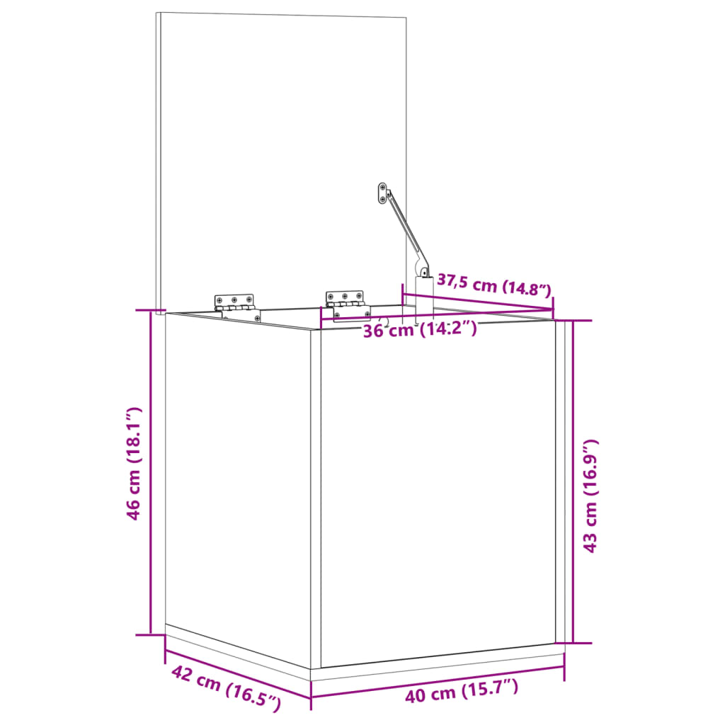 vidaXL Boîte de rangement gris béton 40x42x46 cm bois d'ingénierie