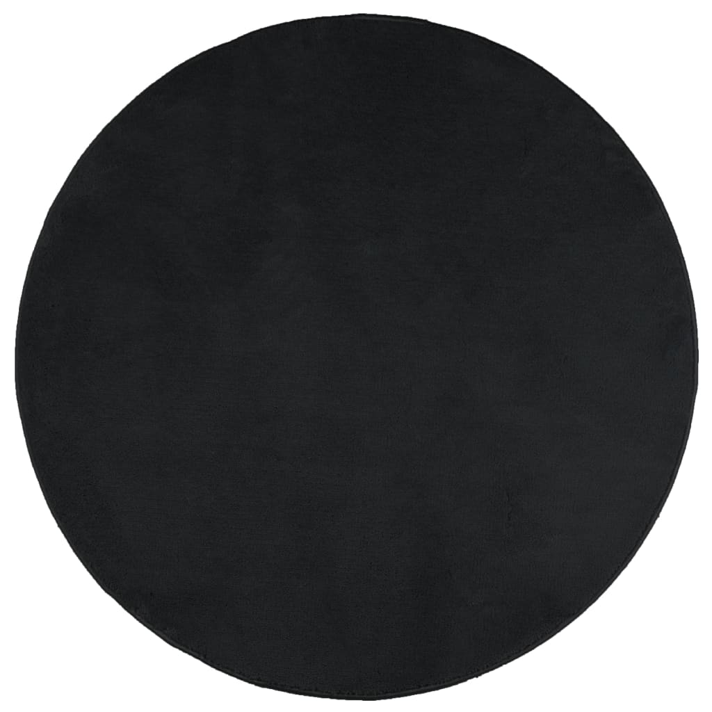 vidaXL Tapis OVIEDO à poils courts noir Ø 120 cm