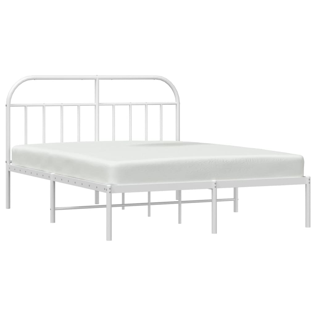 vidaXL Cadre de lit métal sans matelas et tête de lit blanc 183x213 cm