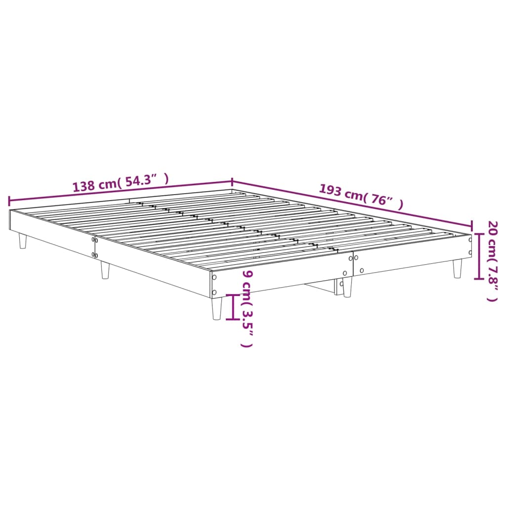 vidaXL Cadre de lit sans matelas noir 135x190 cm bois d'ingénierie