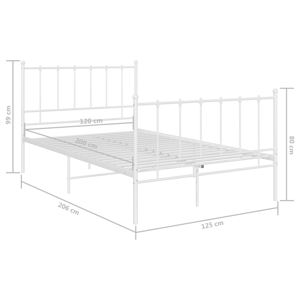 vidaXL Cadre de lit sans matelas blanc métal 120x200 cm