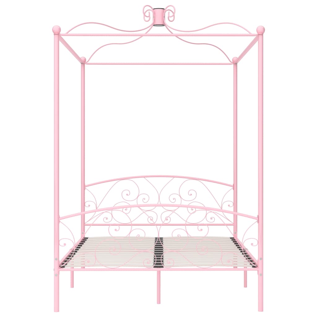 vidaXL Cadre de lit à baldaquin sans matelas rose métal 120x200 cm