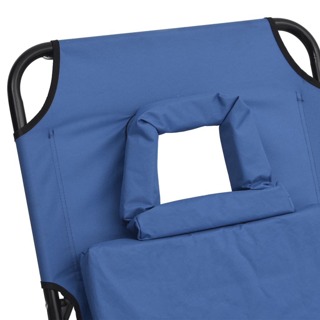vidaXL Chaise longue pliante bleu tissu oxford acier enduit de poudre