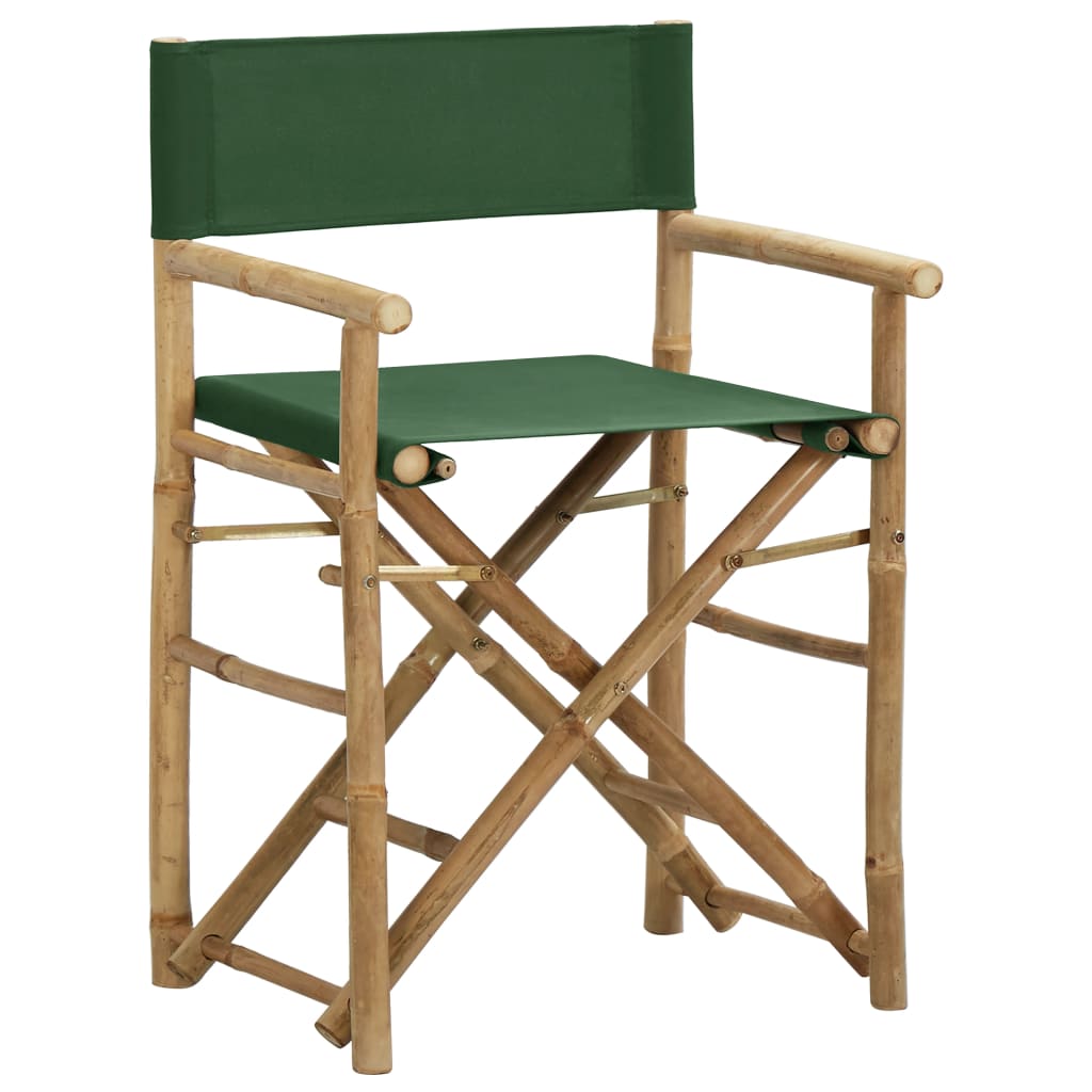 vidaXL Chaises pliables de directeur lot de 2 Vert Bambou et tissu