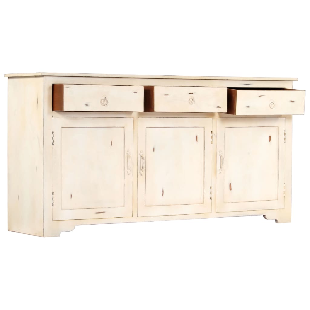 vidaXL Buffet Blanc 160 x 40 x 80 cm Bois de manguier massif