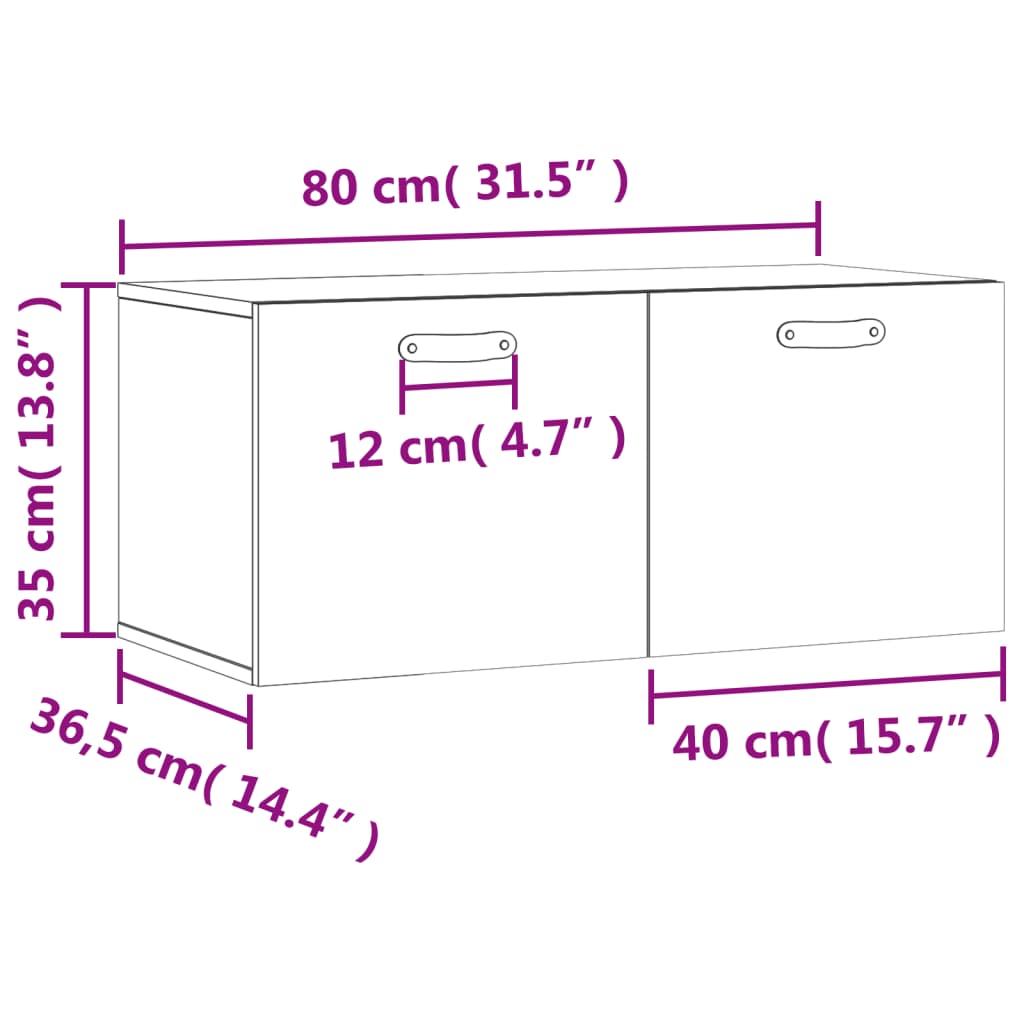 vidaXL Armoire murale chêne sonoma 80x36,5x35 cm bois d'ingénierie