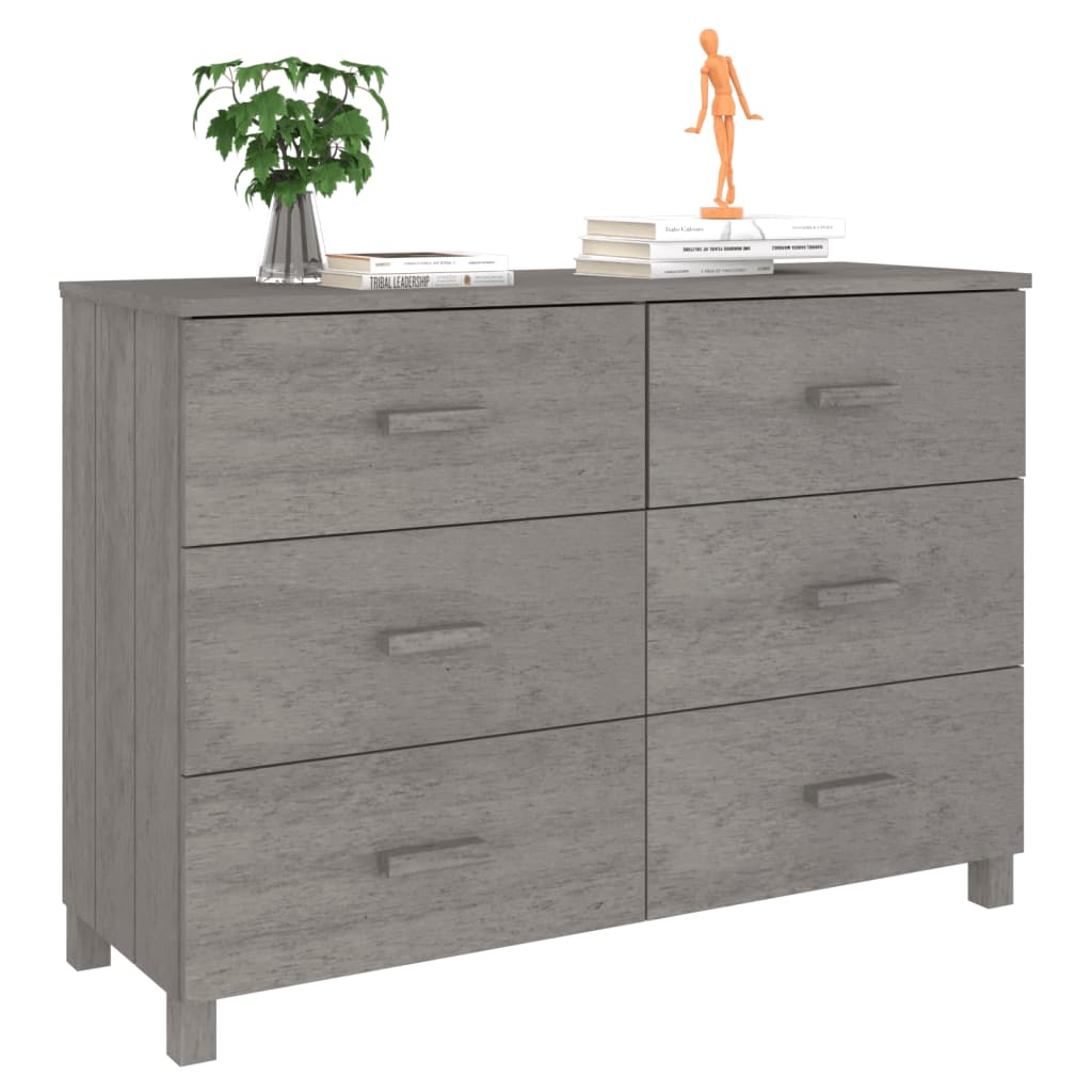 vidaXL Buffet HAMAR Gris clair 113x40x80 cm Bois massif de pin