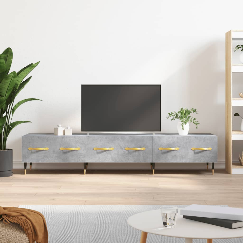 vidaXL Meuble TV gris béton 150x36x30 cm bois d'ingénierie