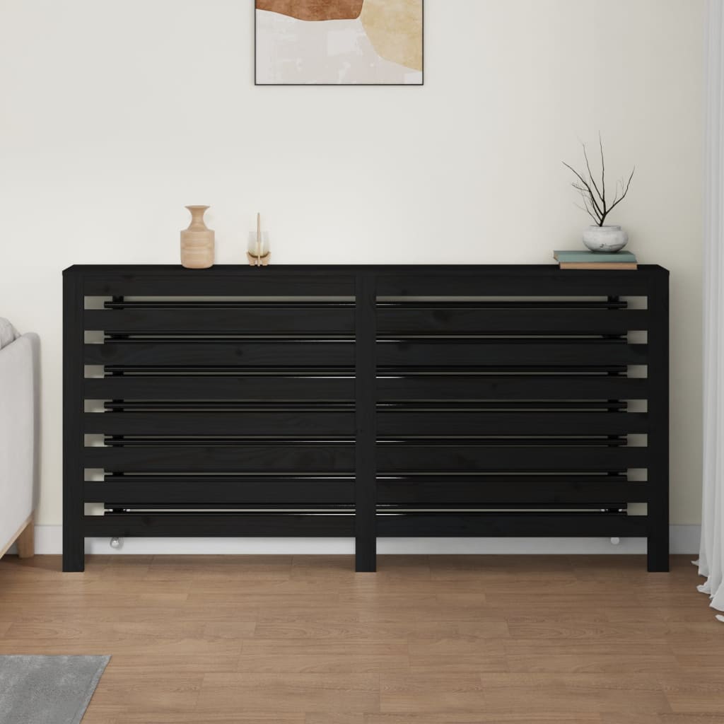 vidaXL Cache-radiateur Noir 169x19x84 cm Bois massif de pin