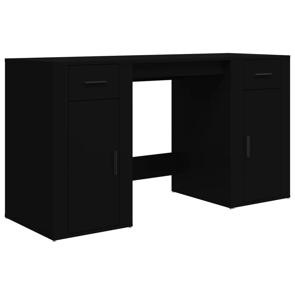 vidaXL Bureau avec armoire noir bois d'ingénierie
