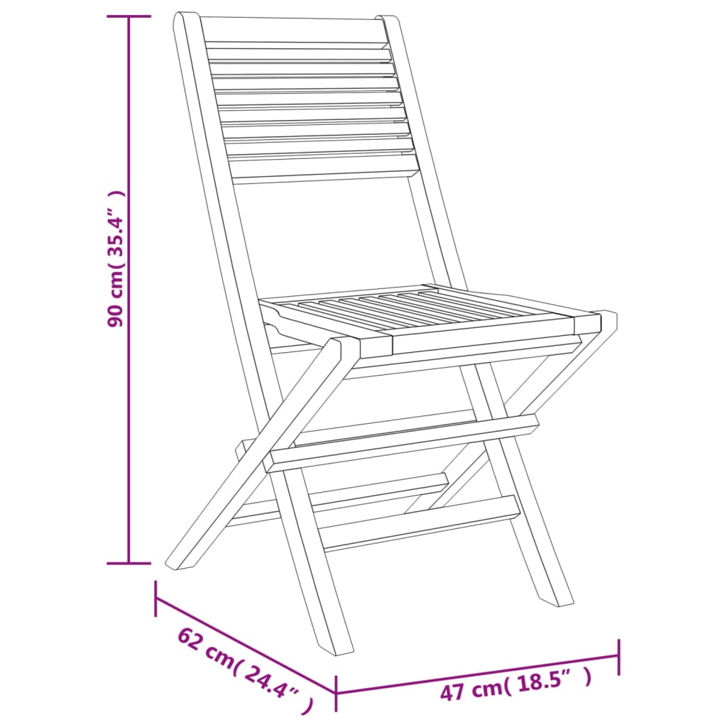 vidaXL Chaises de jardin pliantes lot de 8 47x62x90cm bois massif teck