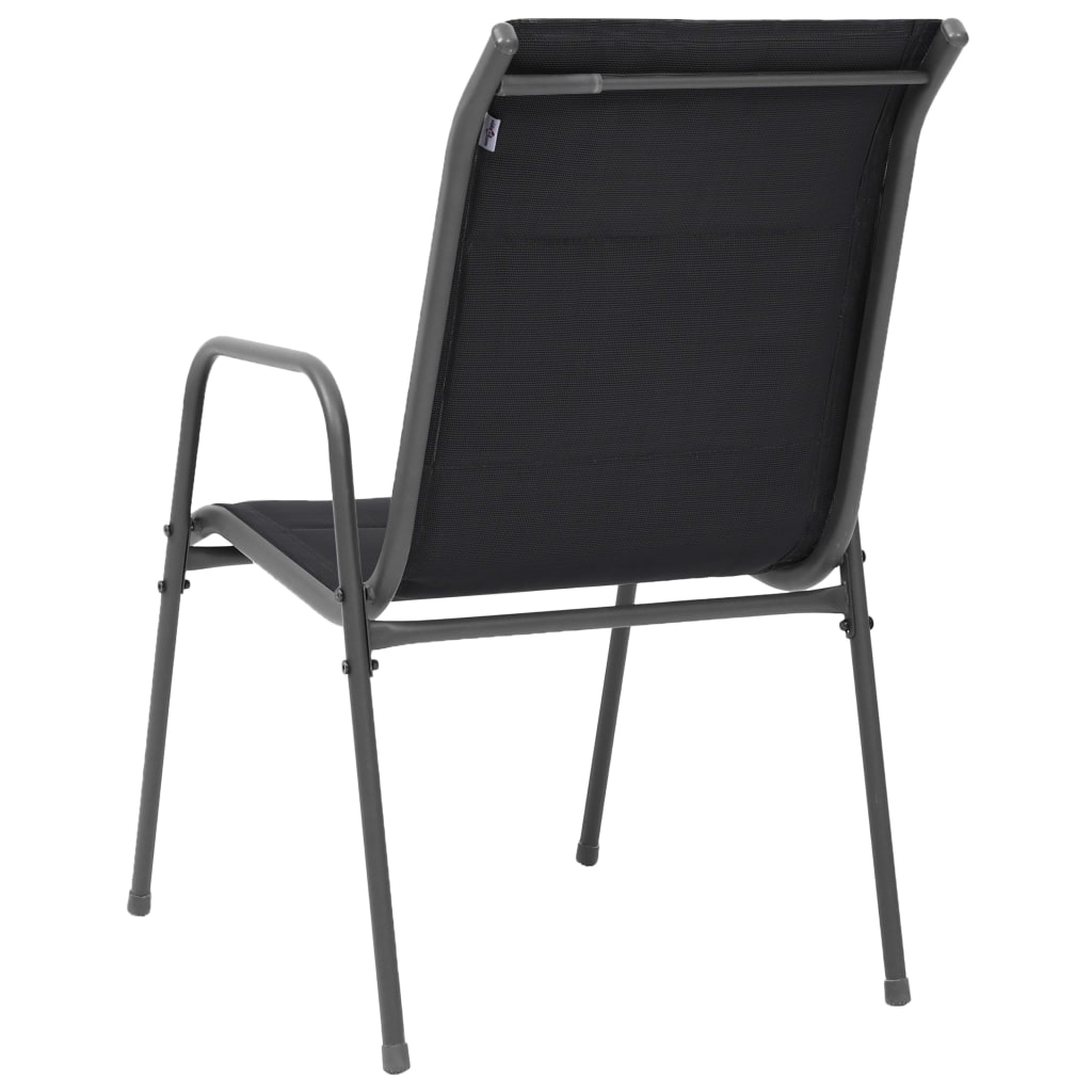 vidaXL Chaises empilables de jardin lot de 2 Acier et textilène Noir