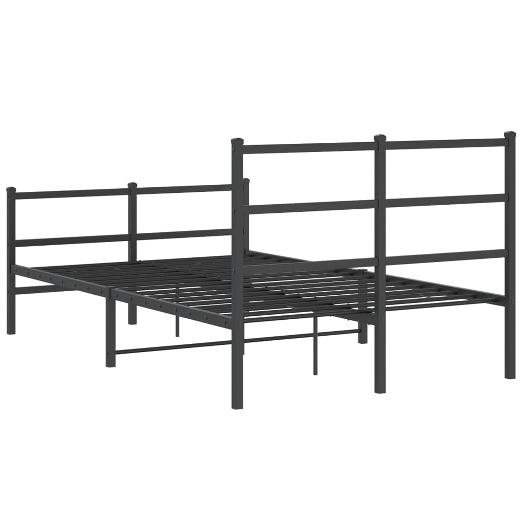 vidaXL Cadre de lit métal sans matelas avec pied de lit noir 120x190cm