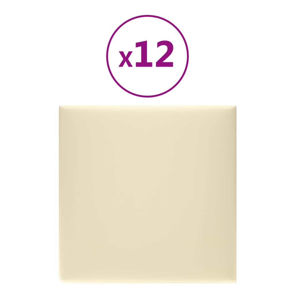 vidaXL Panneaux muraux 12 pcs Crème 30x30 cm Similicuir 1,08 m²