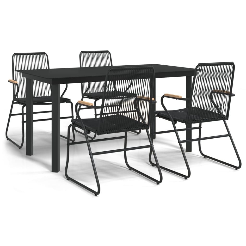 vidaXL Ensemble à manger de jardin 5 pcs Noir Rotin PVC