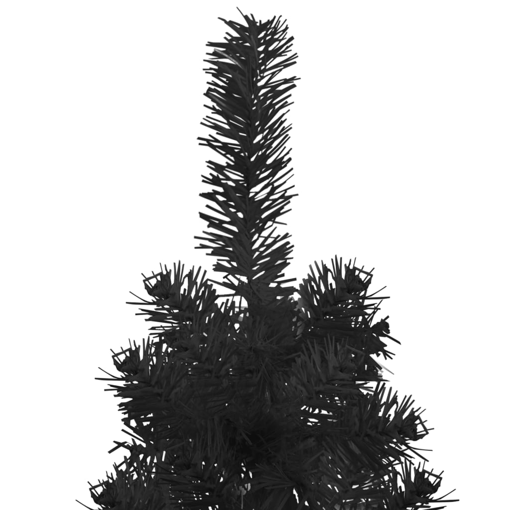 vidaXL Demi sapin de Noël artificiel mince avec support Noir 210 cm